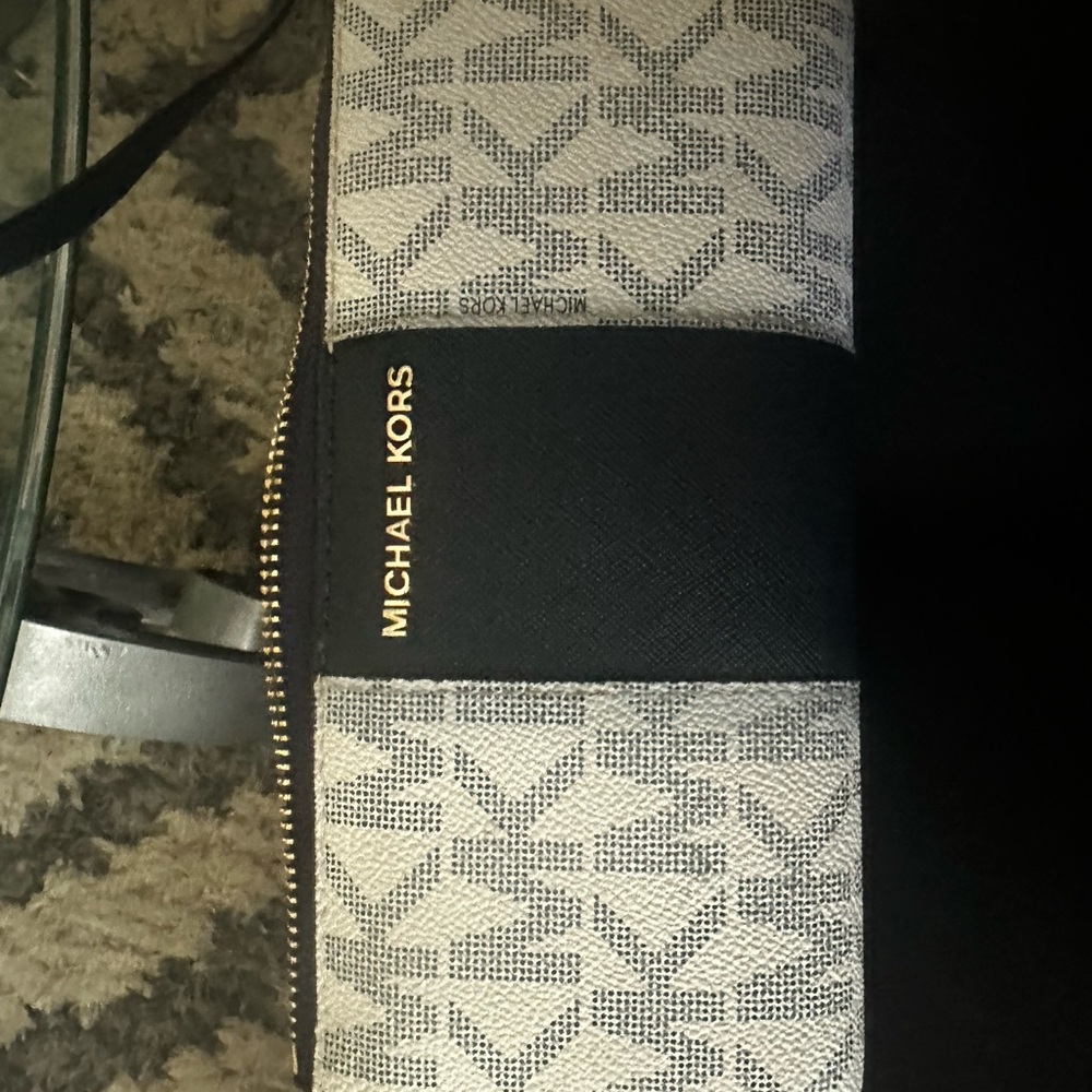 Michael Kors Monogram Black and Cream Clutch